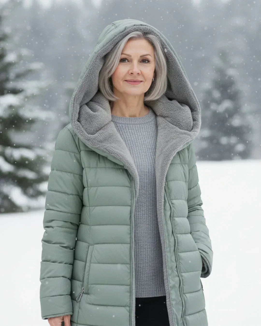 Isolierte Winterjacke mit Sherpa-Haube