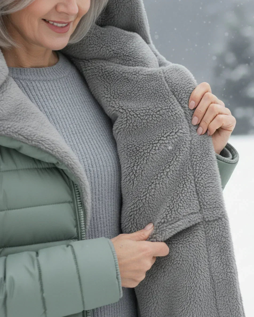 Isolierte Winterjacke mit Sherpa-Haube