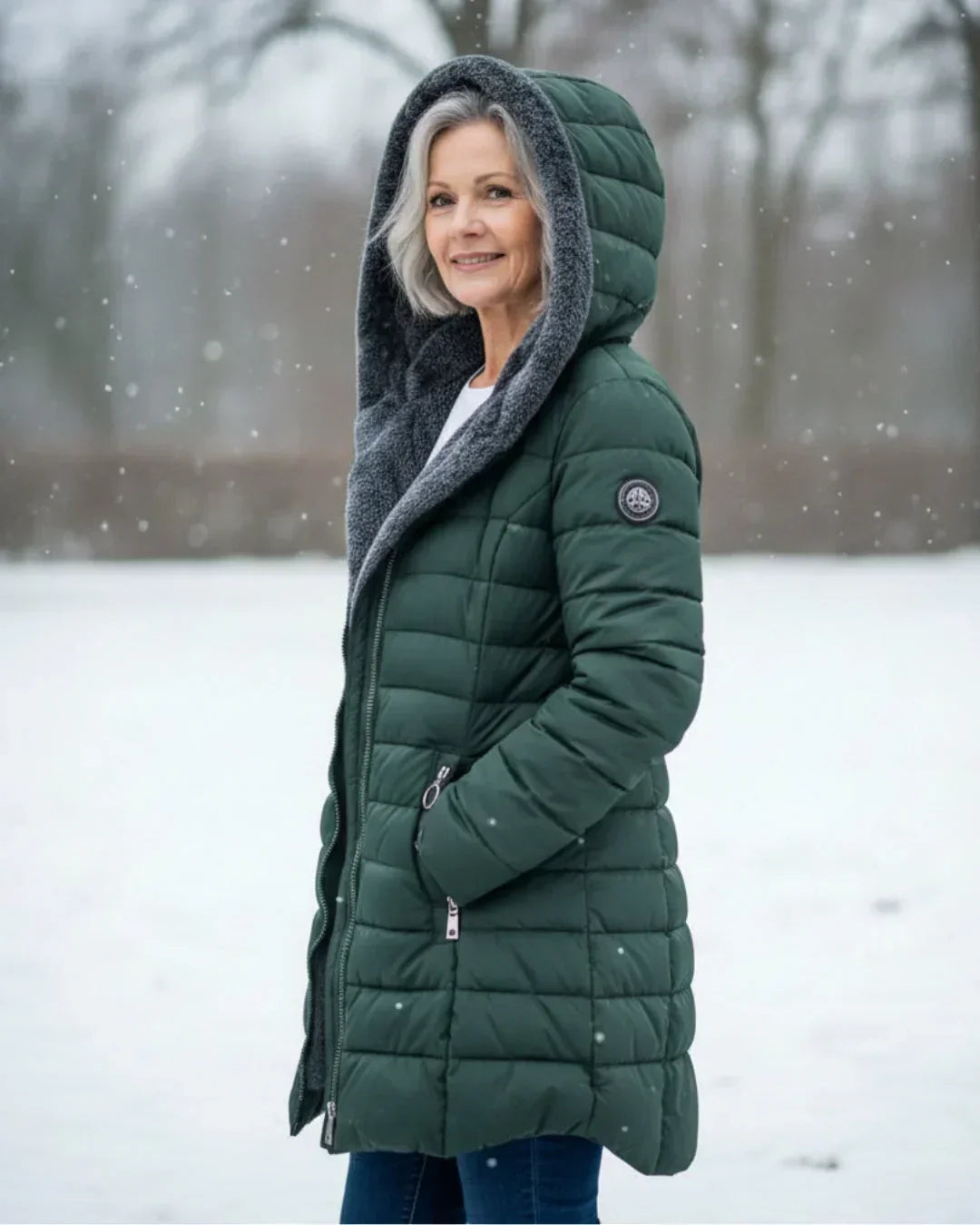 Isolierte Winterjacke mit Sherpa-Haube