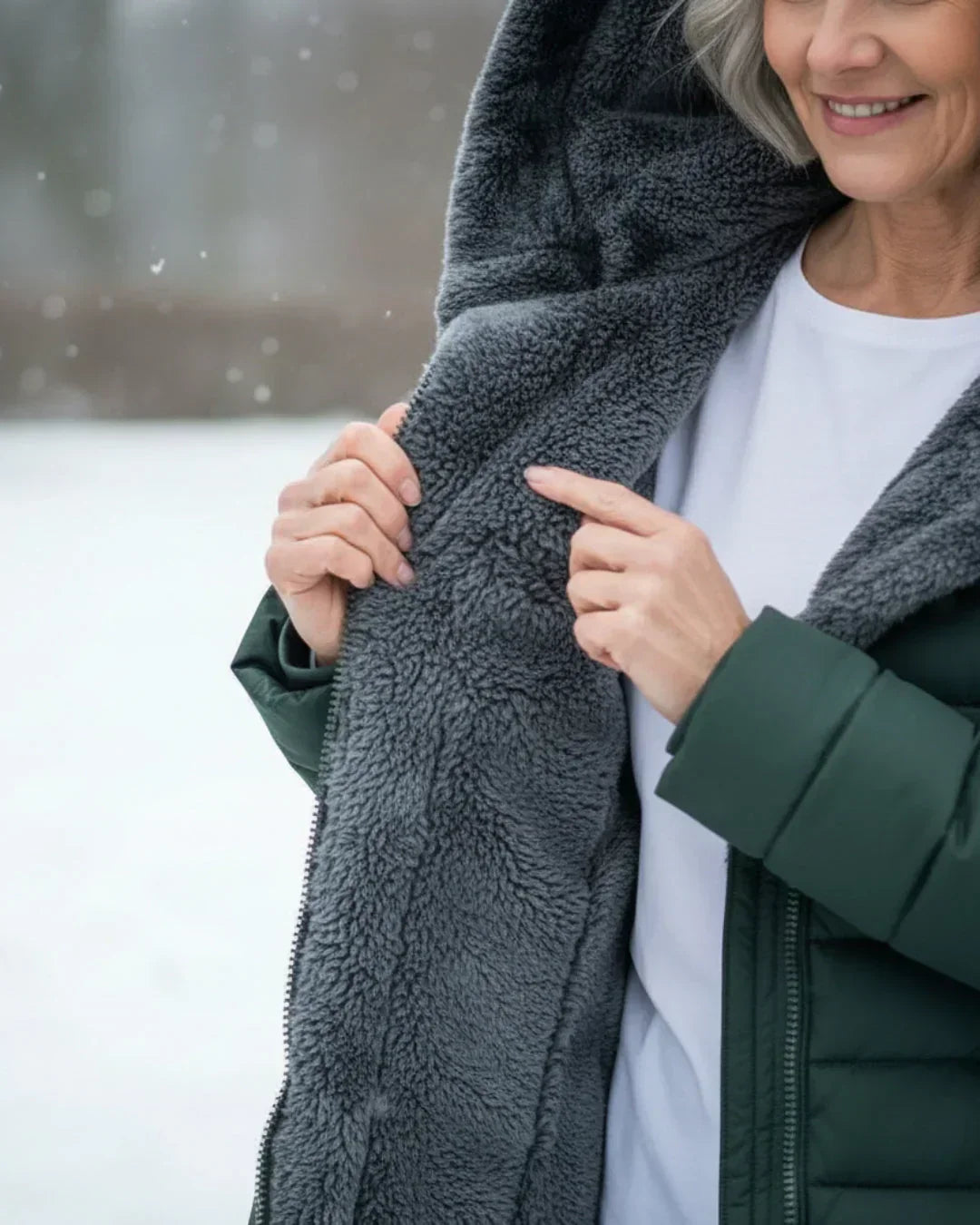 Isolierte Winterjacke mit Sherpa-Haube