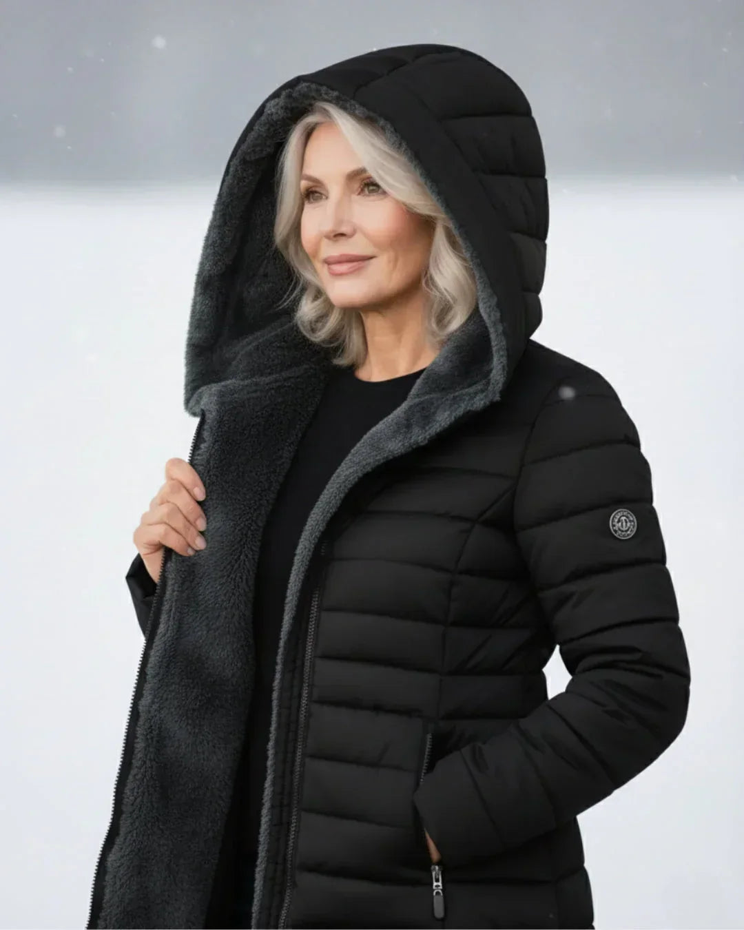 Isolierte Winterjacke mit Sherpa-Haube