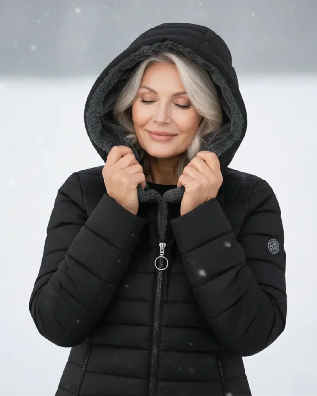 Isolierte Winterjacke mit Sherpa-Haube