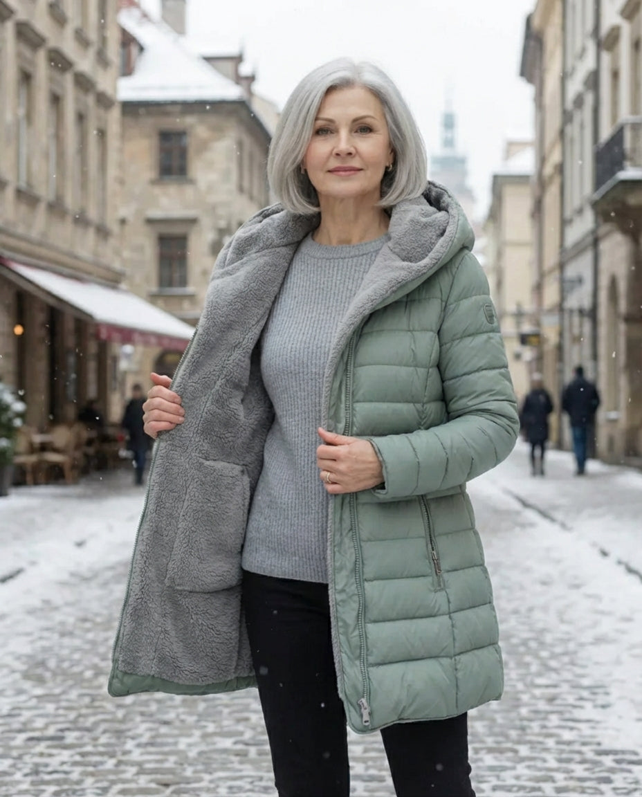 Isolierte Winterjacke mit Sherpa-Haube